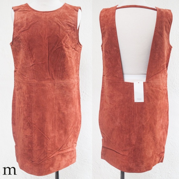 Tobi Shifting Sides Rust Suede Shift Dress NWT - Picture 6 of 6